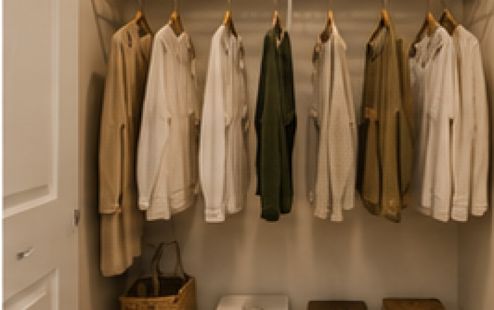 Spacious bedroom closet in the A3.4 floor plan at Ironwood at Waldorf Station with hanging storage and shelving